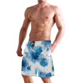 thumbnail image 5 of Men's Beach Shorts Quick Dry Shorts for Summer Pool and Casual Wear Blue Ink Pattern, 5 of 7