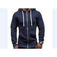 thumbnail image 1 of Mialoley Men Solid Color Zip Up Hoodie Long Sleeve Classic Winter Cotton Sweatshirt, 1 of 1
