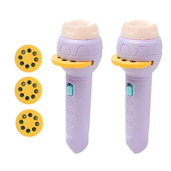 HIBIBUD 2-Pack Kids Flashlight Projector, Purple Toddler Lantern for Bedtime and Early Learning