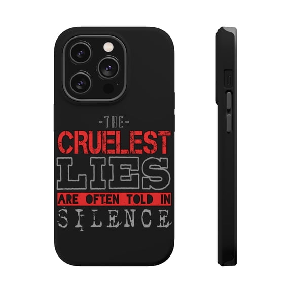DistinctInk Tough Case for Apple iPhone 15 PRO (6.1" Screen), Compatible with MagSafe Charging - Cluelest Lies Told In Silence