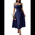 thumbnail image 1 of Vestido de Noche de Cóctel con Hombros Descubiertos y Cremallera para Mujer Azul Profundo S, 1 of 8