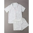 thumbnail image 2 of HYwys Women's 2Pcs Pajama Set Loose Short Sleeve Button-Down Top+Short Pants Sleepwear Suit, 2 of 6