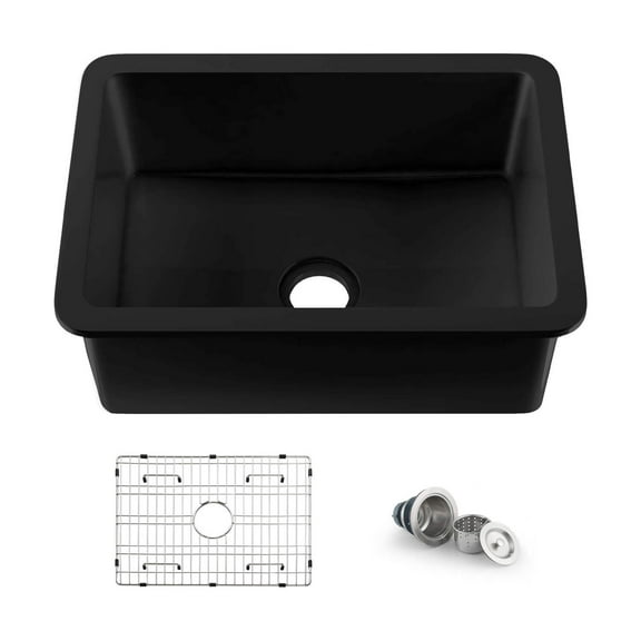 Kibi Pure 27" Fireclay Kitchen Undermount Single Bowl  Sink - Matte Black