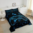 thumbnail image 4 of Erosebridal Gamer Gamepad Comforter Sets,Blue Honeycomb Comforters & Duvets,Geometry Decor,Reversible,Breathable,2pcs, 4 of 7