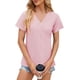 thumbnail image 2 of Camisetas para mujer con cuello en V para mujer Tops de verano holgados casuales para mujer de moda lisos para mujer, 2 of 5