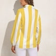 thumbnail image 2 of Yellow And White Vertical Stripes Long Sleeve Blouse Woman Streetwear Casual Shirts Summer Oversize Woman Streetwear Clothing Birthday Present, 2 of 7