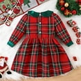 thumbnail image 4 of LIIPEE Girls Dresses Christmas Plaid Printed Long Sleeve Peter Pan Collar Bowknot A-Line Princess Sundress Child Elegant Casual Daily Party Photoshoot Dress,Green,18M, 4 of 6