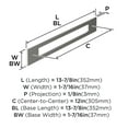 thumbnail image 5 of Amerock Medora 12 inch (305mm) Center-to-Center Rectangle Polished Nickel Appliance Pull Backplate, 5 of 6
