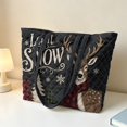thumbnail image 3 of HUIACONG Christmas Reindeer Snow Print Structured Quilted Tote Bag, Plush Padded Handle Large Capacity Shoulder Handbag for Winter Holiday Shopping Travel Daily Use, 3 of 7