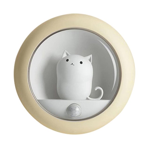 Preciosas luces nocturnas para gatos con Sensor de movimiento para niñas amantes de los gatos con batería recargable, magnéticas integradas con 2 niveles de brillo