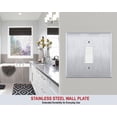 thumbnail image 3 of OVERSIZED Metal Switch Plate, 2 Gang Jumbo Decorator Cover Plate (for 1 Centered Device), Switch Cover for Rocker Switches, GFCI, Brushed Stainless Steel - UL Listed, 5.5" x 5.5" - Made in USA, 3 of 6