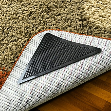 (4 Pack) Area Rug Gripper Pad Non Slip Anti Curling Carpet Mat Gripper Self- Adhesive Reusable Washable Renewable Hard Wood Floor