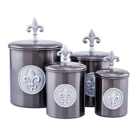 Old Dutch International Fleur De Lis 4 Piece Kitchen Canister Set