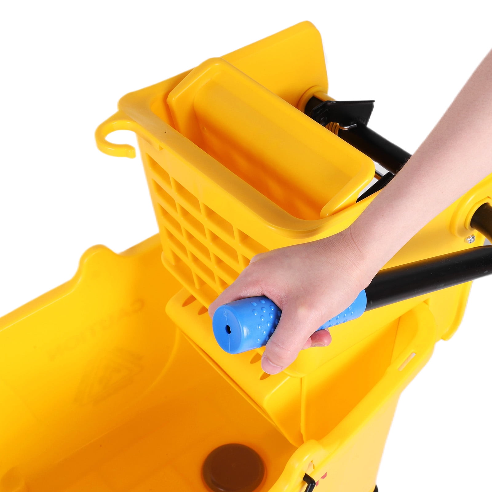 golytefs 24L Mop Water Squeezer with Wheels Plastic Bucket Mop Wringer for Hotel Cleaning