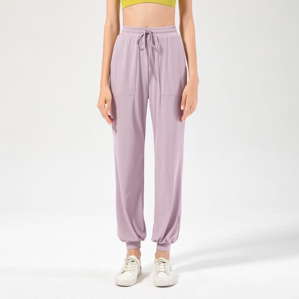 Pantalones deportivos casuales sueltos, de secado rápido, para correr, para hacer ejercicio, con cintura alta y cadera, para mujer