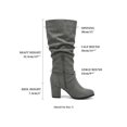 thumbnail image 2 of BLISSFUL STEP Women's Slouch Buckles Biker Boots Chunky Heels Knee High Boot Gray 7.5, 2 of 8