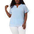 thumbnail image 1 of Women's Plus Size Blouses Pin Dots Round Neck Cute Basic Top Blue 3X, 1 of 7