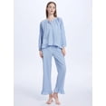 thumbnail image 6 of Womens Plaid Pajamas 2 Piece Cotton Pj Set Puff Sleeve Ruffle Babydoll Shirt Gingham Pants Lounge Sets Royal Blue XL, 6 of 9