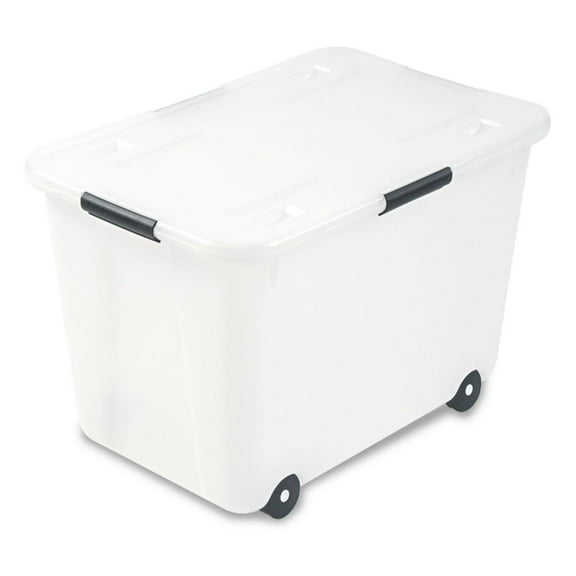 Rolling Storage Box with Snap Lid, 15-Gallon Size, Clear (34009)