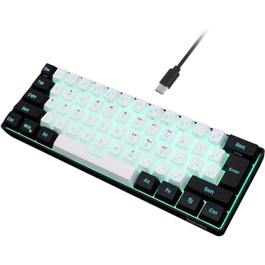 Snpurdiri 60% Wired Gaming Keyboard, RGB Backlit Mini Keyboard, Waterproof Small Ultra-Compact 61 Keys Keyboard for PC/Mac Gamer, Typist, Travel, Easy to Carry on Business Trip(Black-White)
