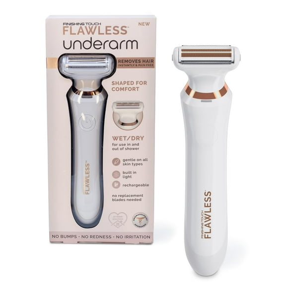 Finishing Touch Flawless Appareil Électrique d'Épilation des Aisselles, Conçu pour Raser et Contourner les Zones Sensibles des Aisselles, Toiletteur Sans Fil, Indolore pour Tous Types de Peau