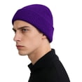 thumbnail image 7 of Women's Waffle Knit Beanie, Solid Color Rolled Brim Slouchy Hat, Thickened Winter Warm Cuffed Hat for Outdoor, Casual Daily Wear and Gift Purple, 7 of 7