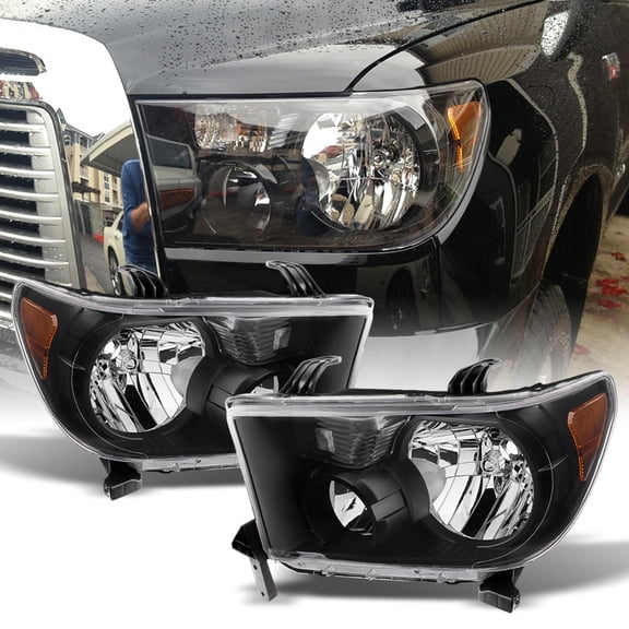 For 2007-2013 Toyota Tundra 2008-2017 Sequoia Black Headlights lamps Left Right