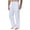 White, variant on Men's Linen Pants Casual Beach Summer Pant Elastic Waist Drawstring Lightweight Trousers