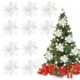 thumbnail image 1 of Glitter Poinsettia Flores Decoración De Navidad Flores Artificiales Reutilizables Advancent HA044565-06, 1 of 6