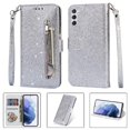 thumbnail image 1 of Case for FOXDOCK Samsung Galaxy S23 Plus Glitter Zipper Wallet Case with Short Hand Strap, 1 of 4