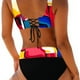 thumbnail image 4 of Traje de baño bikini multicolor con rayas arcoíris y cintura alta de talla grande dividido, 4 of 6