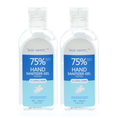 Blue Safety Hand Sanitizer Gel 75% Ethyl Alcohol 100ml/3.4oz (Pack of 2)