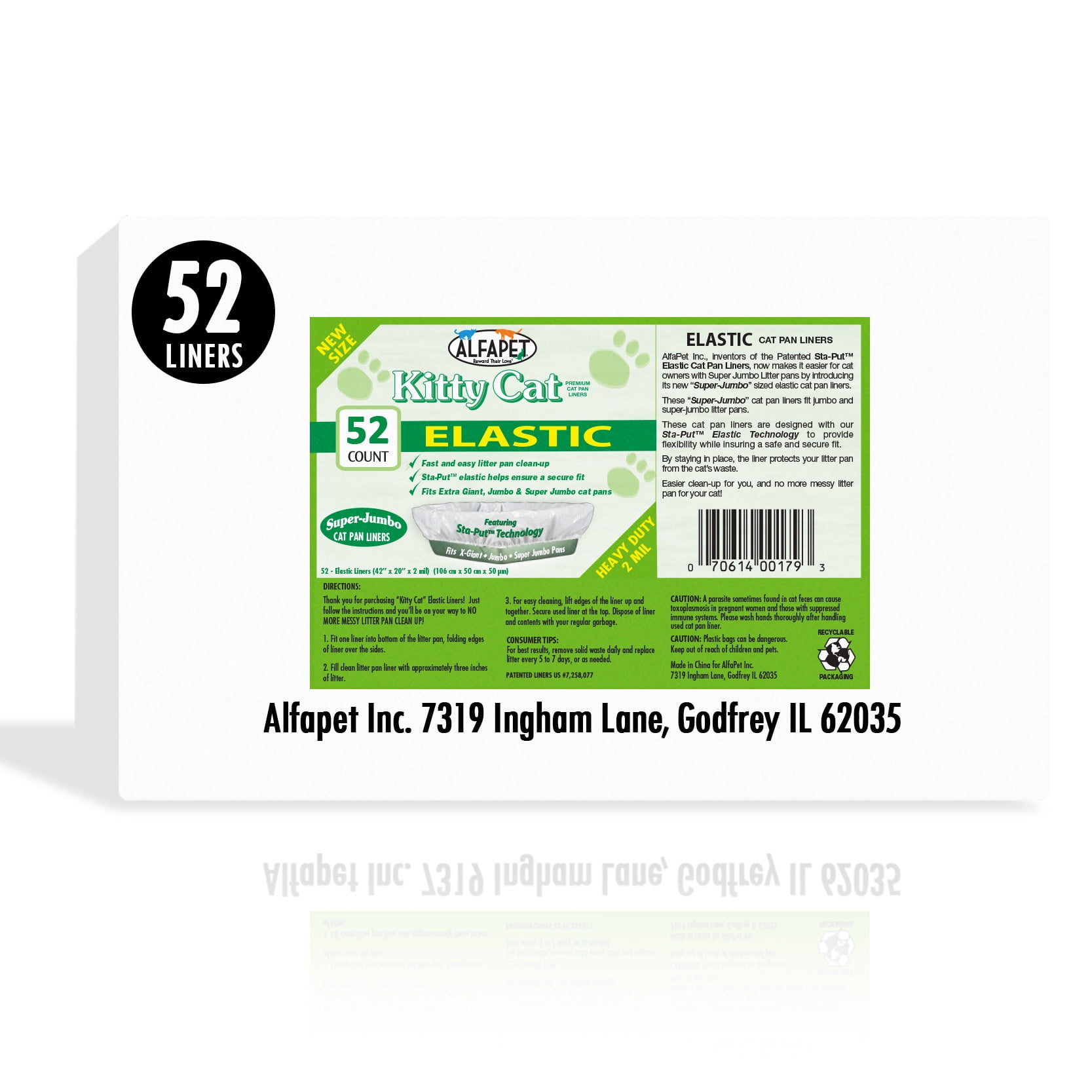 Alfapet Kitty Cat Pan Litter Box Disposable, Elastic Liners52PackFor