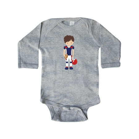 

Inktastic Cute Boy Brown Hair American Football Rugby Gift Baby Boy Long Sleeve Bodysuit
