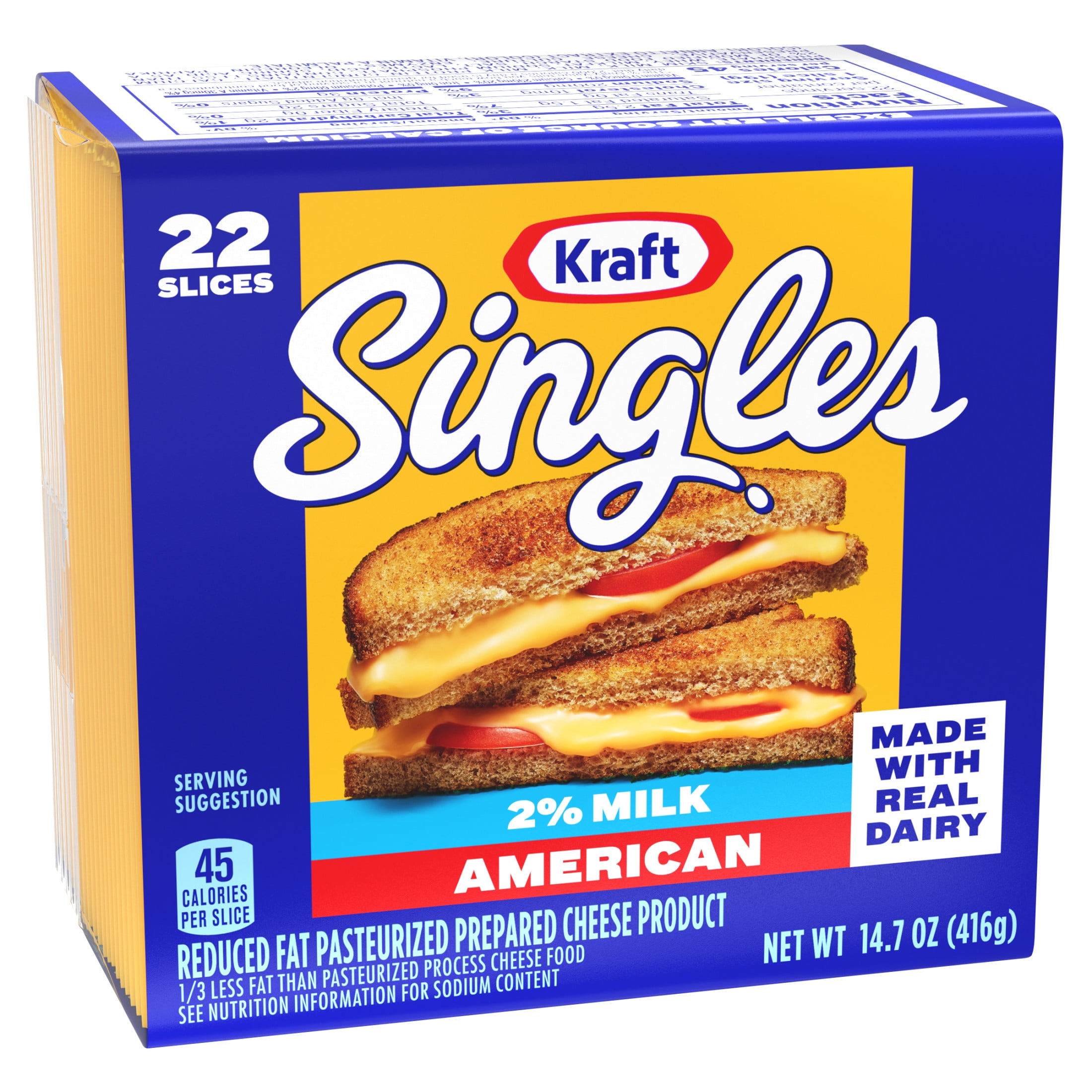 Kraft Singles 2% Milk American Cheese Slices, 22 Ct Pk