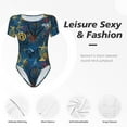 thumbnail image 6 of Daiia Halloween Elements print Women's Crew Neck Short Sleeve Bodysuit Fashion Tops Fit Casual Basic Extender Bodysuit-Medium, 6 of 9