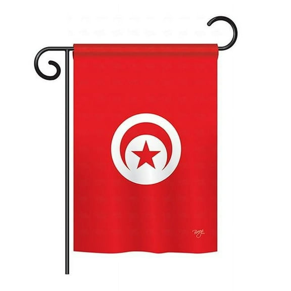 Breeze Decor BD-CY-GS-108251-IP-BO-D-US15-BD 13 x 18.5 in. Tunisia Flags of the World Nationality Impressions Decorative Vertical Double Sided Garden Flag Set with Banner Pole