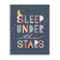 Stupell Industries Sleep Under the Stars Phrase Geometric Block Typography Inspirational Painting Unframed Art Print Wall Art, 13 x 19