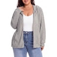 thumbnail image 2 of Cueply Plus Size Zip Up Hoodie for Women Lightweight Ribbed Knit Jacket Long Sleeve Sweatshirt with Pockets Casual Fall Winter Outerwear, 2 of 8