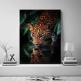thumbnail image 2 of Jungle Jaguar Drinking Pond Mirror Reflection Canvas Wall Art,Dappled Tiger Ornament Pictures fit Passage Parlor Condo Interior Ready to Hang-36"L x 24"W, 2 of 10