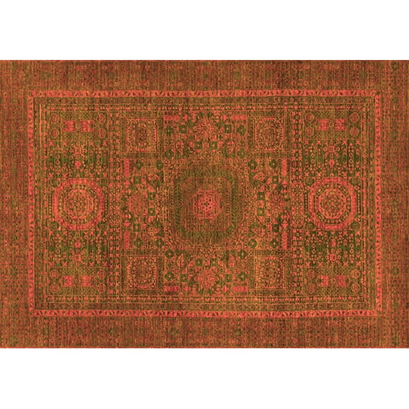 Ahgly Company Indoor Rectangle Abstract Orange Modern Area Rugs, 8' x 10'