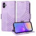 thumbnail image 2 of ELEHOLD For Samsung Galaxy A05 Leather Wallet Phone Case, Embossed Diamond Folio Flip Cover, Card Holder Cash Slot, Stand Support, Wrist Strap Lanyard -Purple, 2 of 10