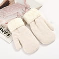 thumbnail image 2 of Clearance! Baberdicy Thermal Gloves for Womens Winter Gloves Warm Gloves Fleece Lined Knit Gloves Elastic Cuff Knit Warm Lined Gloves White, 2 of 4