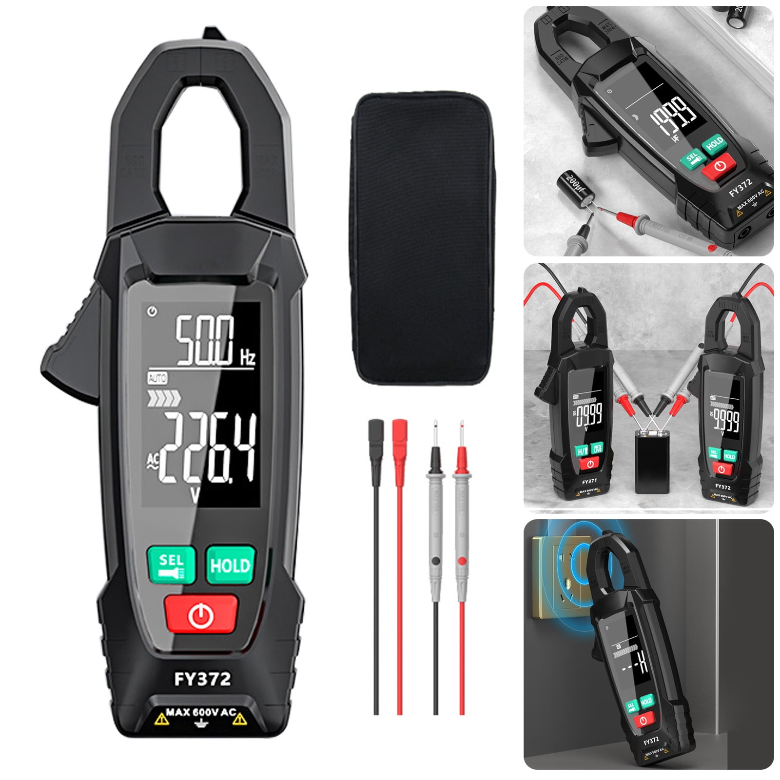 BIBABLYKE Portable Digital Clamp Multimeter for Accurate Measurement of Current Voltages and Resistance for Electrical Testing