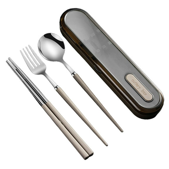 Reusable stainless steel travel cutlery, utensils set with case, Portable Silverware Lunch Box for Camping and Officecoffee
