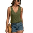 thumbnail image 4 of SWSMCLT Women's V Neck Sleeveless Fashion Vest Soft Top Fall Loose Spring Cozy Elegant Summer Tank Top Army Green Large, 4 of 4