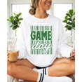 thumbnail image 4 of Game Day Sweatshirt for Women Striped Distressed Football Crewneck, Green on White Sweatshirt, S, 4 of 8