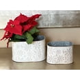 thumbnail image 5 of S/2 Decorative Metal Oval Buckets White & Gold Snowflakes Embossed Designs Containers Christmas Winter Holiday Decor Accessories Indoor Outdoor, 5 of 7