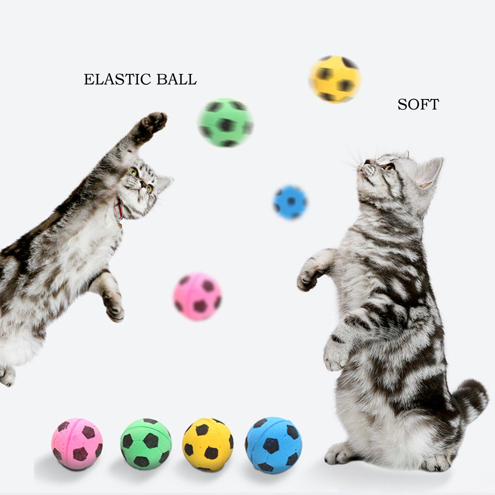 Pet Cat Toys Sponge Soccer Balls Cat Toy Cat Sports Toys, 4Pack