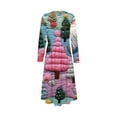thumbnail image 6 of Christmas Dresses for Women Women's Fashion Dress Spring V-neck Long Sleeve Dress with Christmas Print for Holiday Party,Pink,2XL, 6 of 6